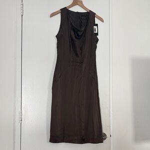 Boss Sleeveless Cowl Neck Midi Dress in Brown